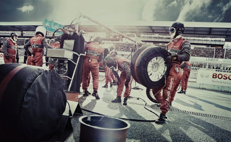 Audi pit crew at racing event